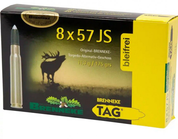 Brenneke 8x57IS  TAG Geschoss: TAG  11,3 g / 175 gr bleifrei