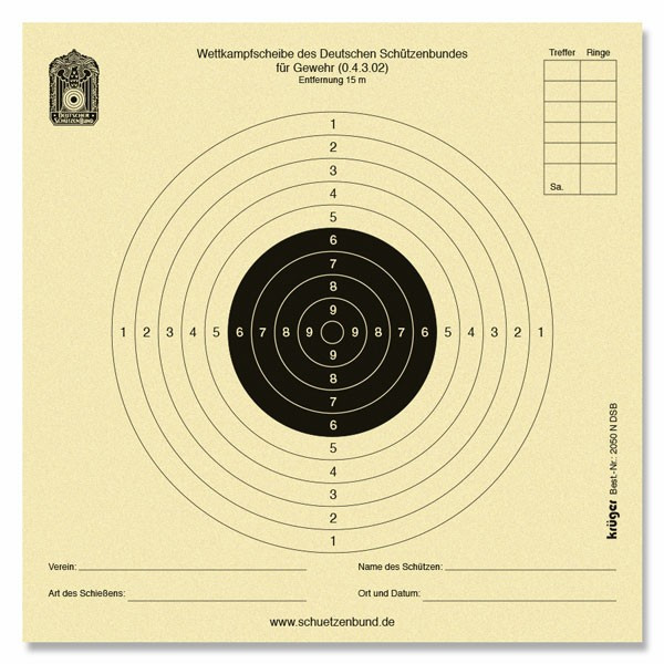Gewehr 15m Scheibe mit DSB Signum